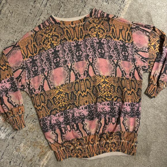 Free People Cosmos Snake Print Crewneck Sweater Top - Picture 2 of 7